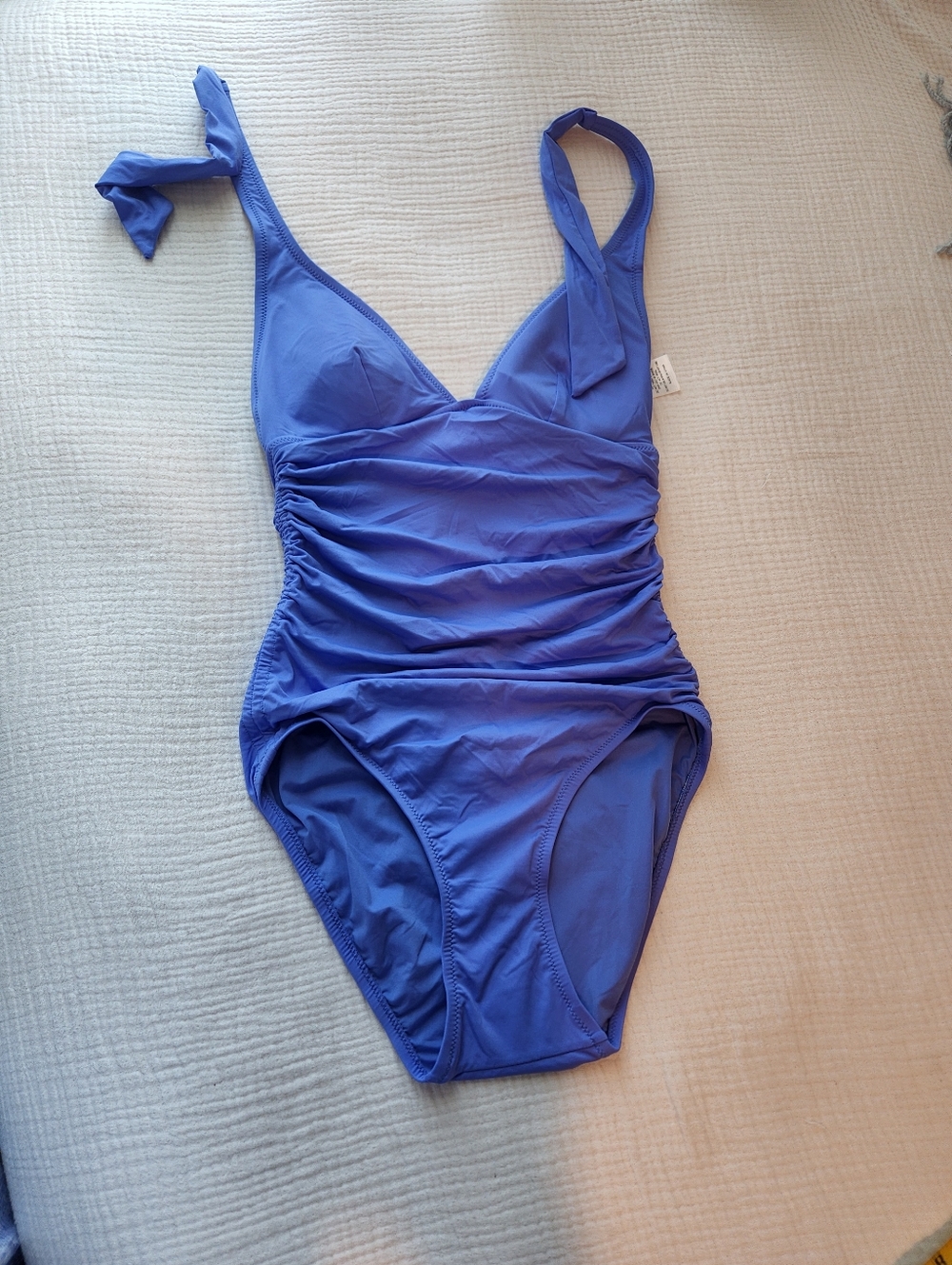DKNY Blue Ruched One-Piece Swimsuit